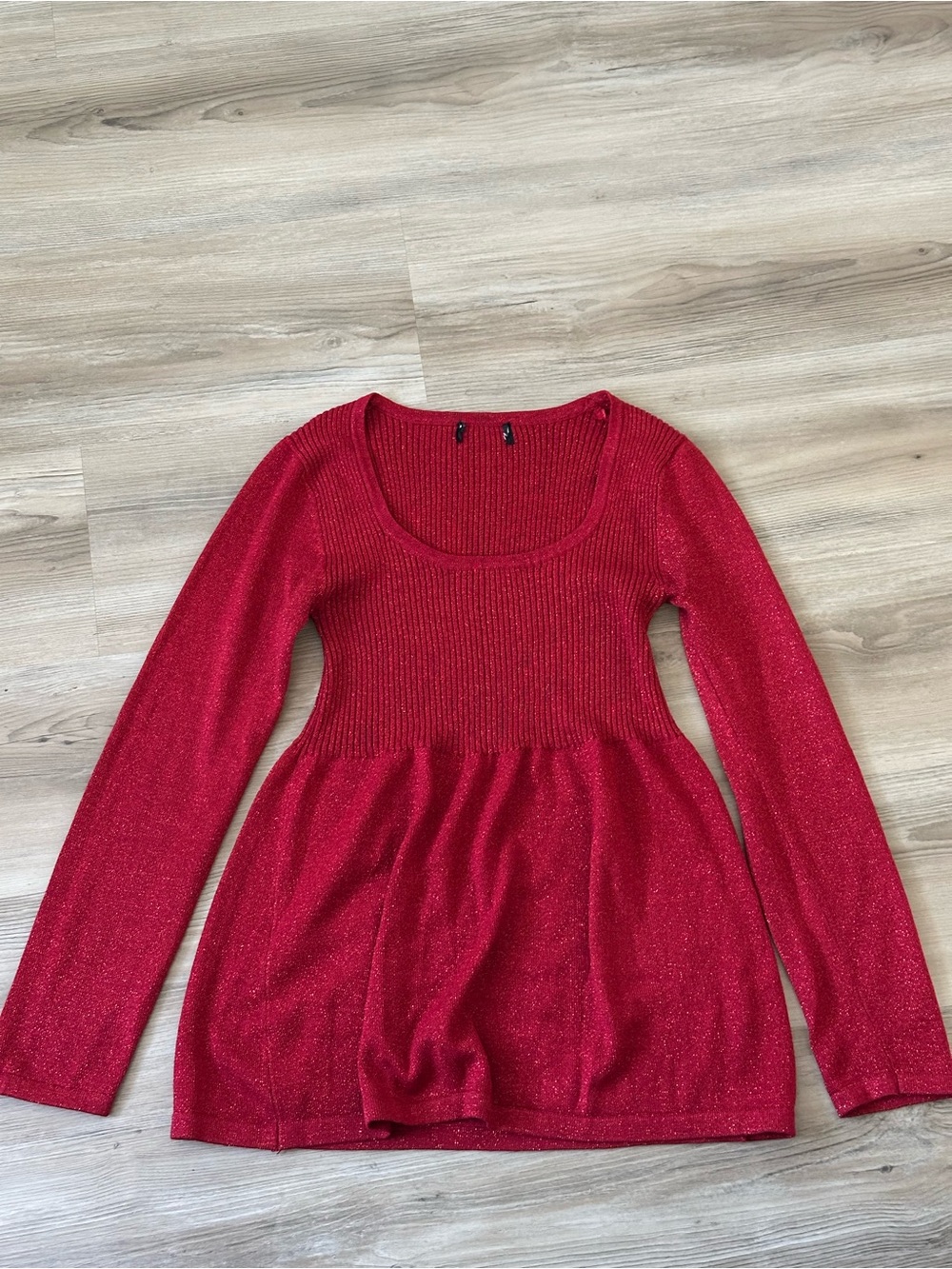 Sparkly Red Long-Sleeve Knit Top